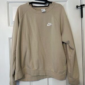 Nike Tan Crewneck Sweater with Iconic Swoosh